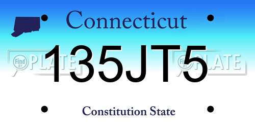 135JT5 Connecticut License Plate