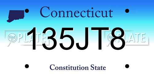 135JT8 Connecticut License Plate