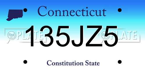 135JZ5 Connecticut License Plate