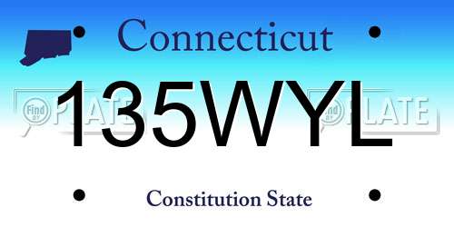 135WYL Connecticut License Plate