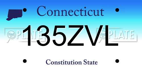135ZVL Connecticut License Plate