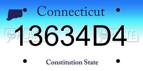 13634D4 Connecticut License Plate