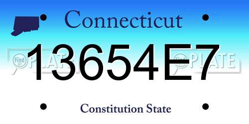 13654E7 Connecticut License Plate