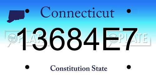 13684E7 Connecticut License Plate