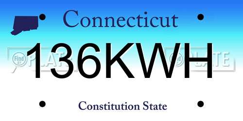 136KWH Connecticut License Plate