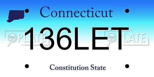 136LET Connecticut License Plate