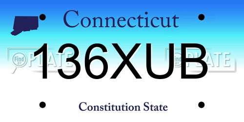 136XUB Connecticut License Plate