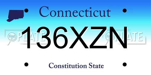 136XZN Connecticut License Plate