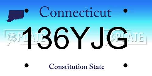 136YJG Connecticut License Plate
