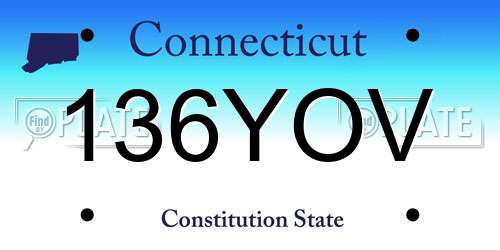 136YOV Connecticut License Plate