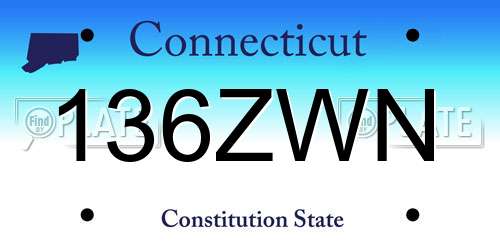 136ZWN Connecticut License Plate