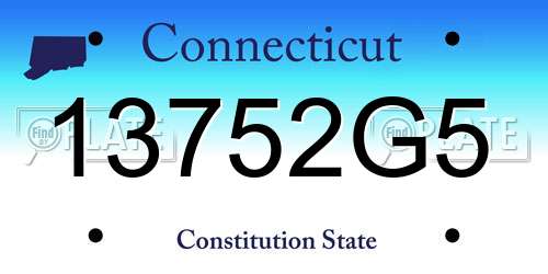 13752G5 Connecticut License Plate