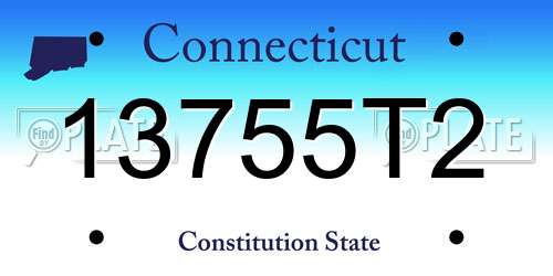 13755T2 Connecticut License Plate