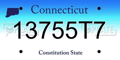 13755T7 Connecticut License Plate