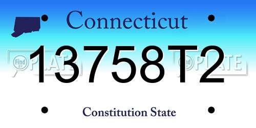 13758T2 Connecticut License Plate