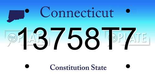13758T7 Connecticut License Plate