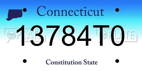 13784T0 Connecticut License Plate