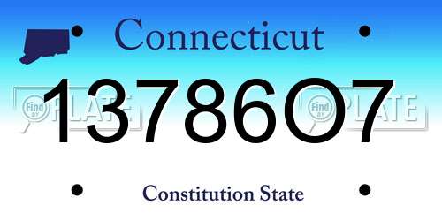 13786O7 Connecticut License Plate