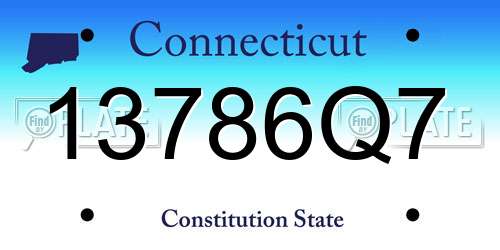 13786Q7 Connecticut License Plate