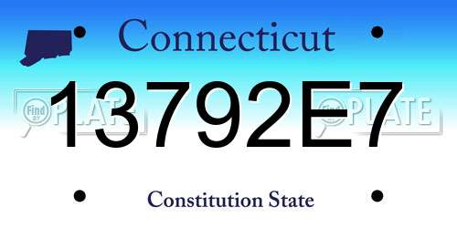 13792E7 Connecticut License Plate