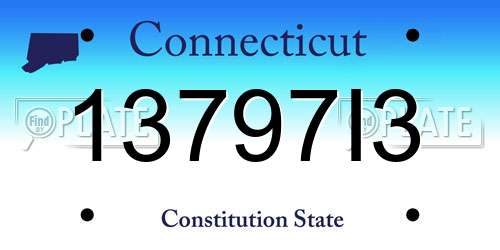 13797I3 Connecticut License Plate