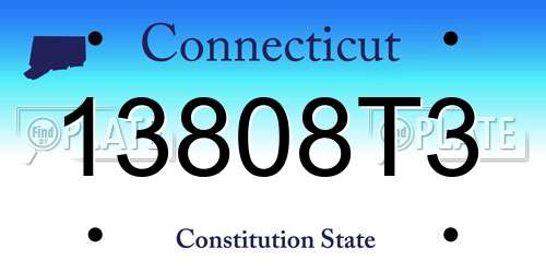 13808T3 Connecticut License Plate