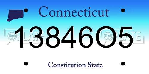 13846O5 Connecticut License Plate
