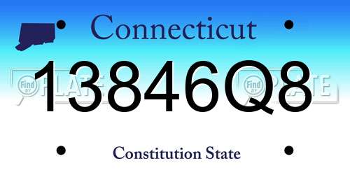 13846Q8 Connecticut License Plate