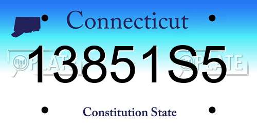 13851S5 Connecticut License Plate