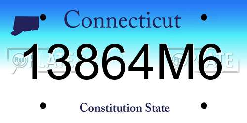 13864M6 Connecticut License Plate