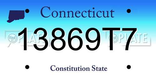13869T7 Connecticut License Plate