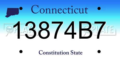 13874B7 Connecticut License Plate