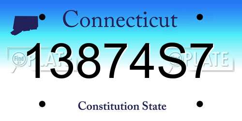 13874S7 Connecticut License Plate