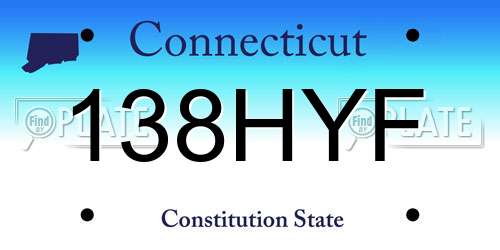 138HYF Connecticut License Plate