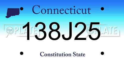 138J25 Connecticut License Plate