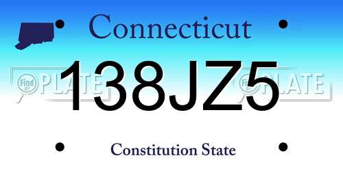 138JZ5 Connecticut License Plate