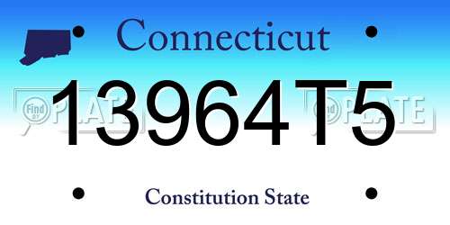 13964T5 Connecticut License Plate