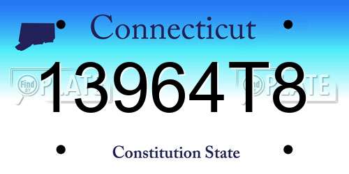 13964T8 Connecticut License Plate