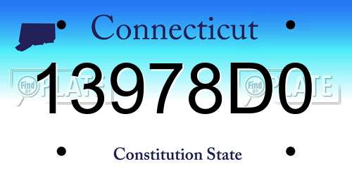 13978D0 Connecticut License Plate