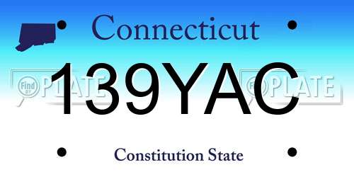 139YAC Connecticut License Plate