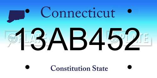 13AB452 Connecticut License Plate