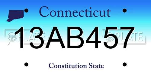 13AB457 Connecticut License Plate