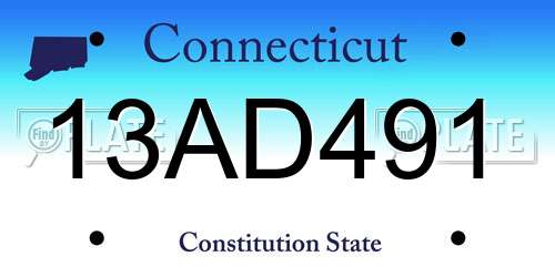 13AD491 Connecticut License Plate