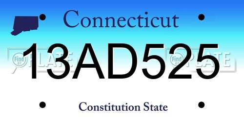 13AD525 Connecticut License Plate