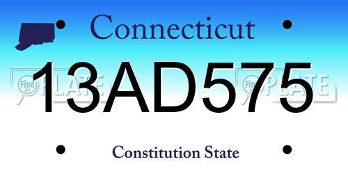 13AD575 Connecticut License Plate