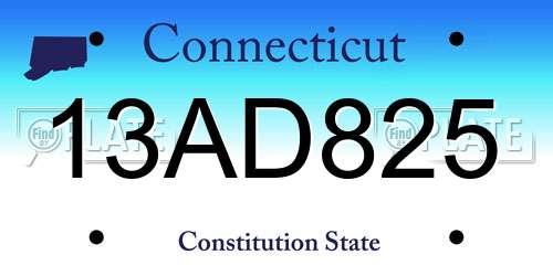 13AD825 Connecticut License Plate