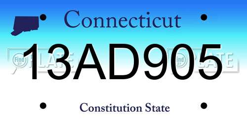13AD905 Connecticut License Plate