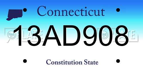 13AD908 Connecticut License Plate