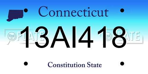 13AI418 Connecticut License Plate