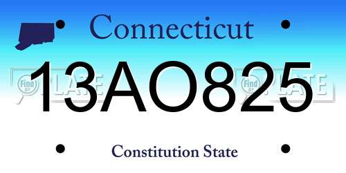 13AO825 Connecticut License Plate